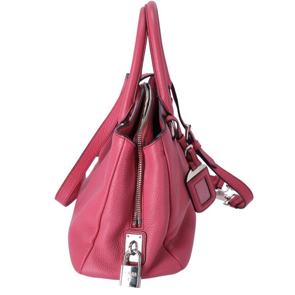 PRADA Triangle Logo Triple Compartment Satchel Handbag BN2853 Pink Leather - Picture 3 of 10